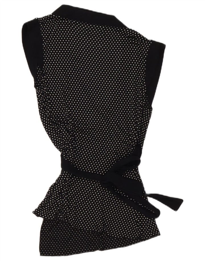 Cardigã feminino sem mangas KOOKAI, tamanho US 3, bolinhas pretas pequenas