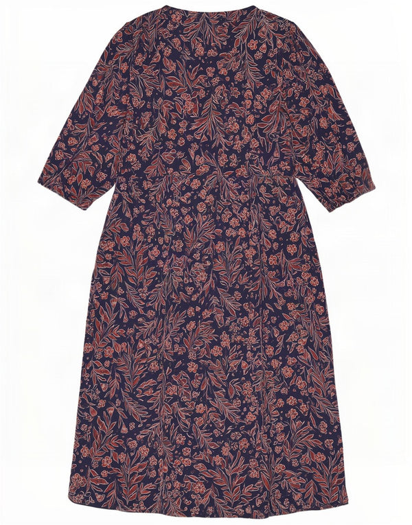 Vestido maxi feminino Seasalt Cornwall manga 3/4 Reino Unido 16 grande azul marinho floral