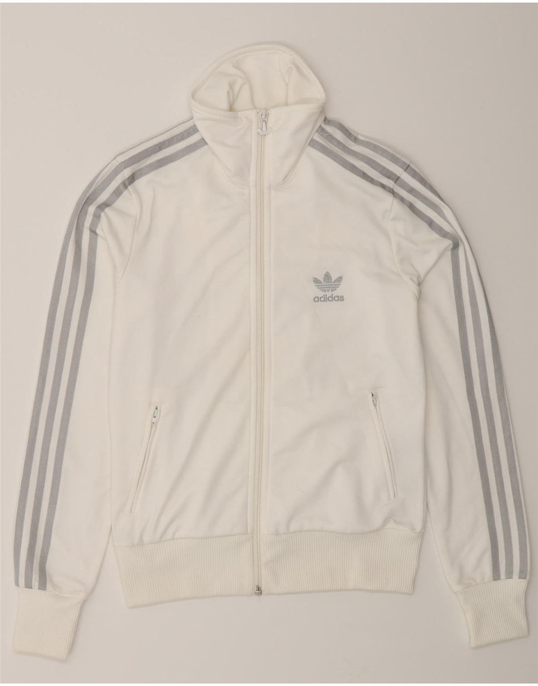 Adidas Womens Graphic Tracksuit Top Jacket EU 38 Pequeno Poliéster Branco