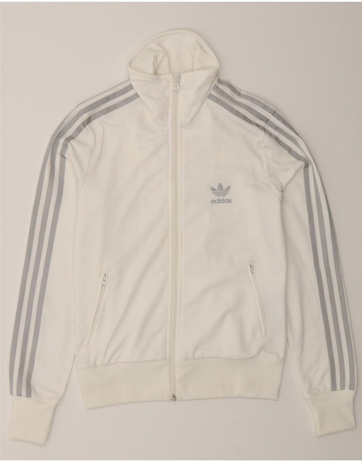 Adidas Womens Graphic Tracksuit Top Jacket EU 38 Pequeno Poliéster Branco