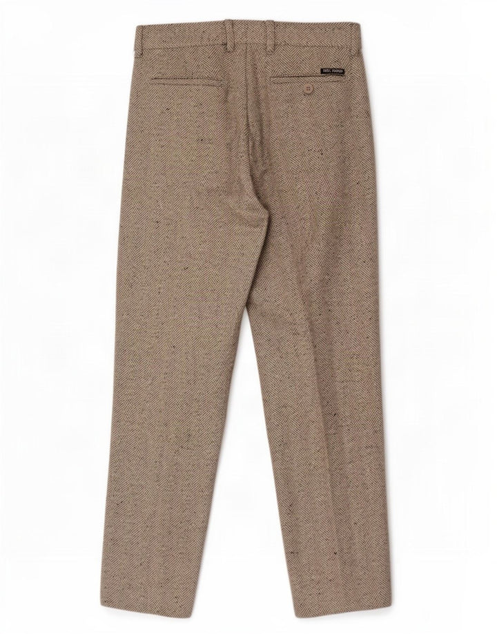 Calça Chino Reta Masculina Vintage W30 L30 Lã Espinha de Peixe Cinza