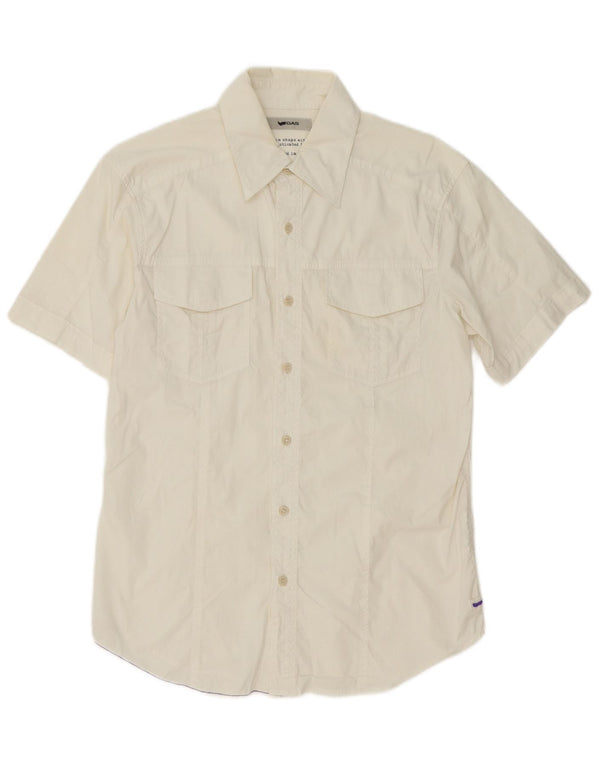 Camisa masculina de manga curta Gas, algodão branco médio