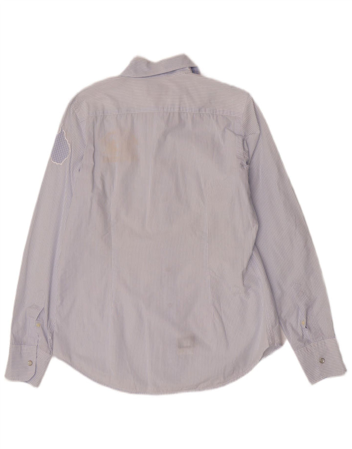 Camisa masculina La Martina Graphic Regular Fit algodão listrado azul médio