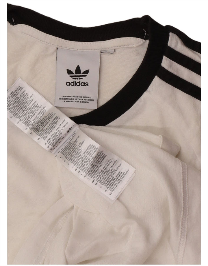 Adidas Mens Camiseta Top Médio Algodão Branco