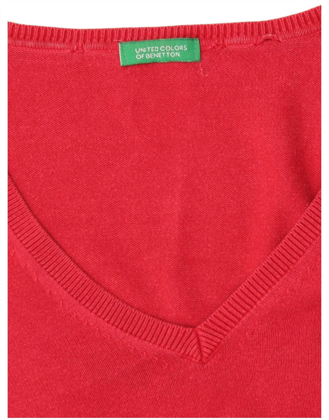 Suéter feminino Benetton com decote em V UK 12 médio vermelho