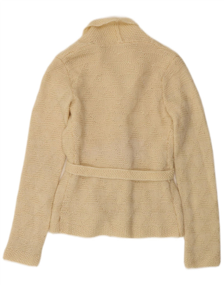 Suéter Cardigan Feminino Vintage UK 14 Médio Bege