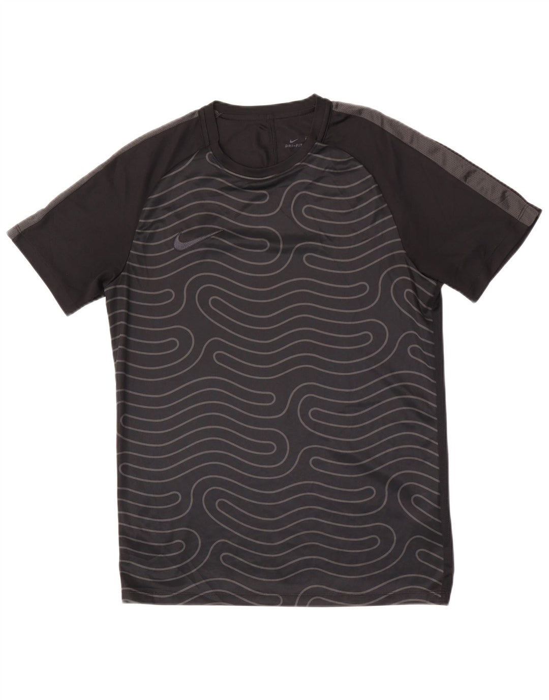 Nike Mens Dri Fit Camiseta Top Médio Preto Geométrico Poliéster