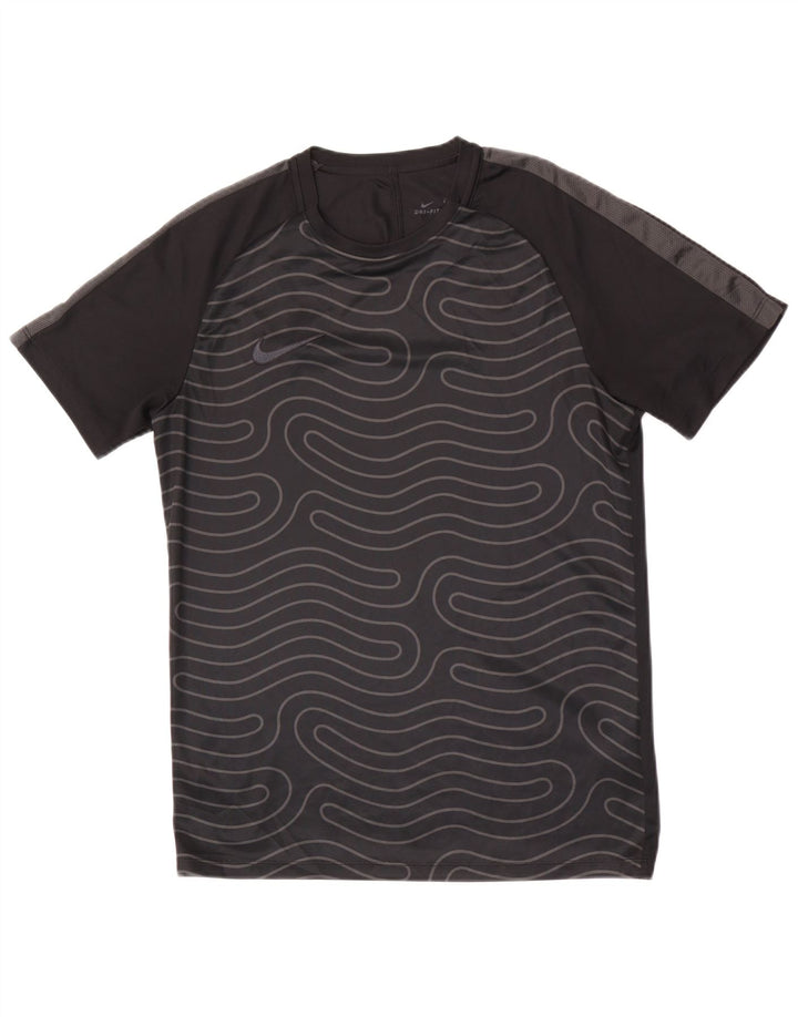Nike Mens Dri Fit Camiseta Top Médio Preto Geométrico Poliéster