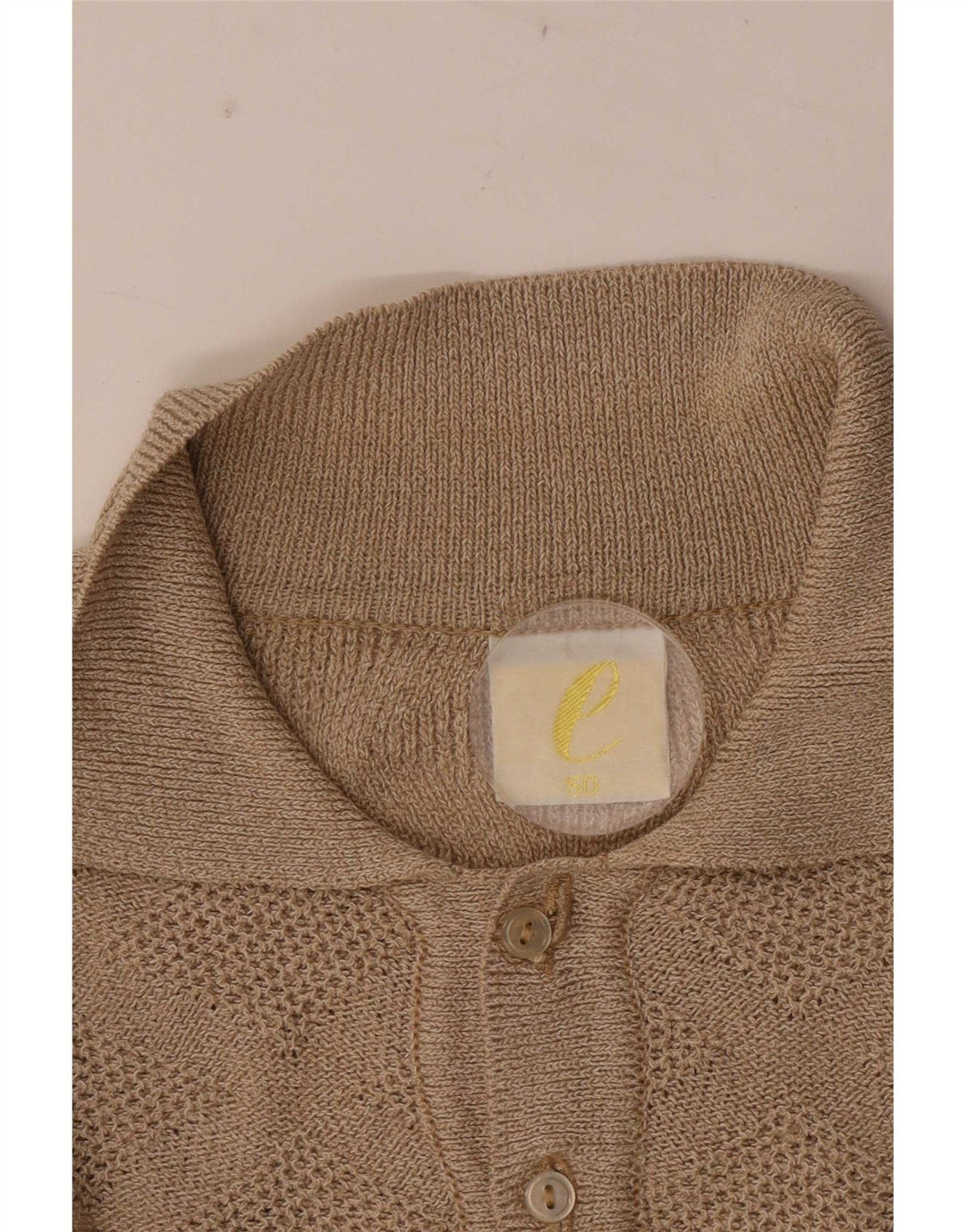Suéter masculino vintage com gola polo IT 50 médio bege