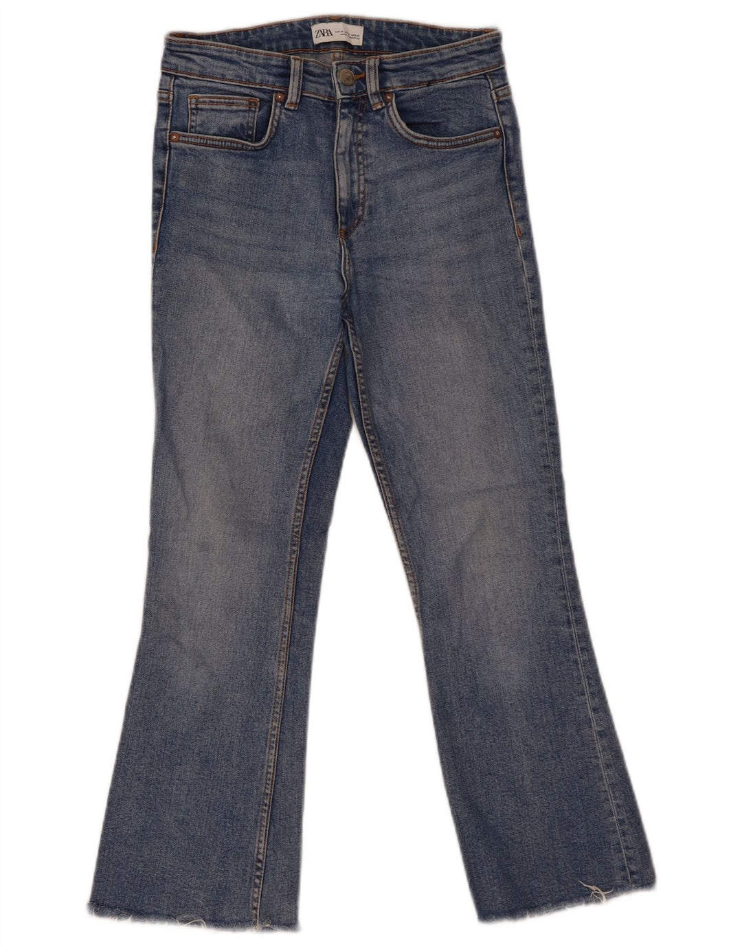 Zara Jeans feminino queimado EU 38 pequeno W28 L25 algodão azul