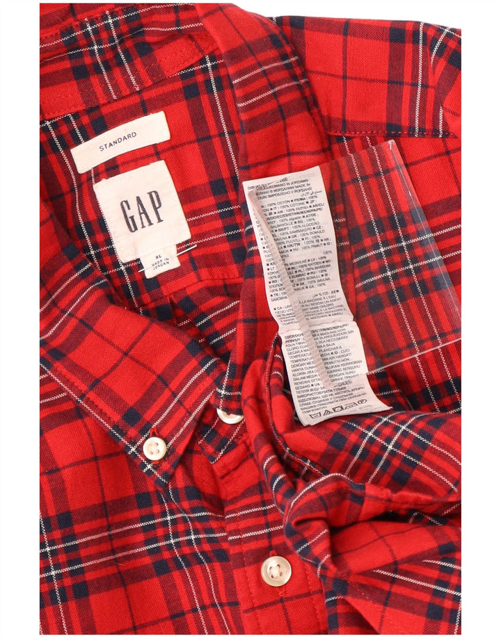 Camisa masculina de flanela de ajuste padrão GAP XL vermelho algodão xadrez