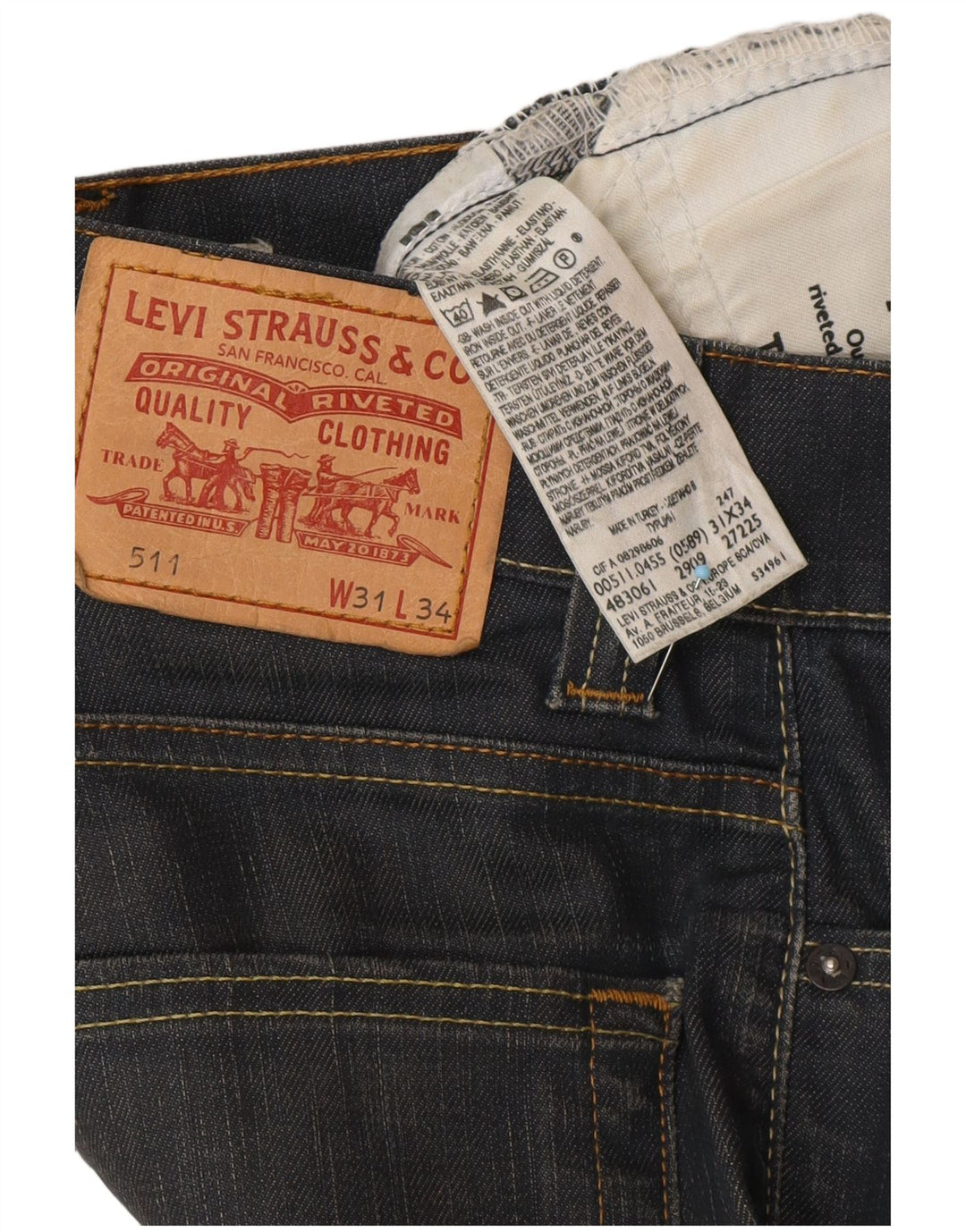 LEVI'S Masculino 511 Slim Jeans W31 L28 Azul Marinho Algodão