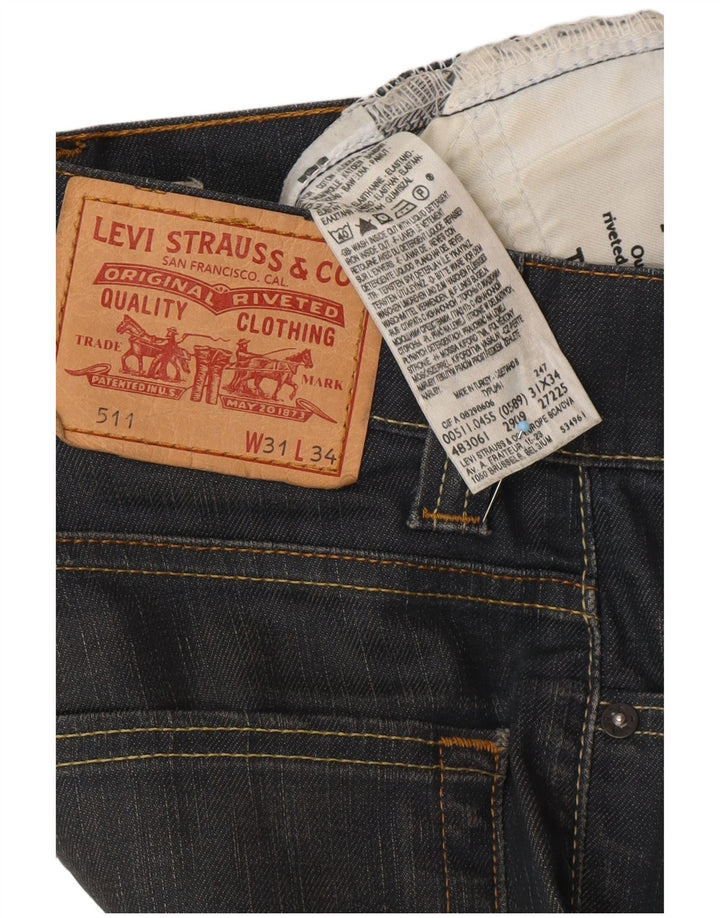 LEVI'S Masculino 511 Slim Jeans W31 L28 Azul Marinho Algodão