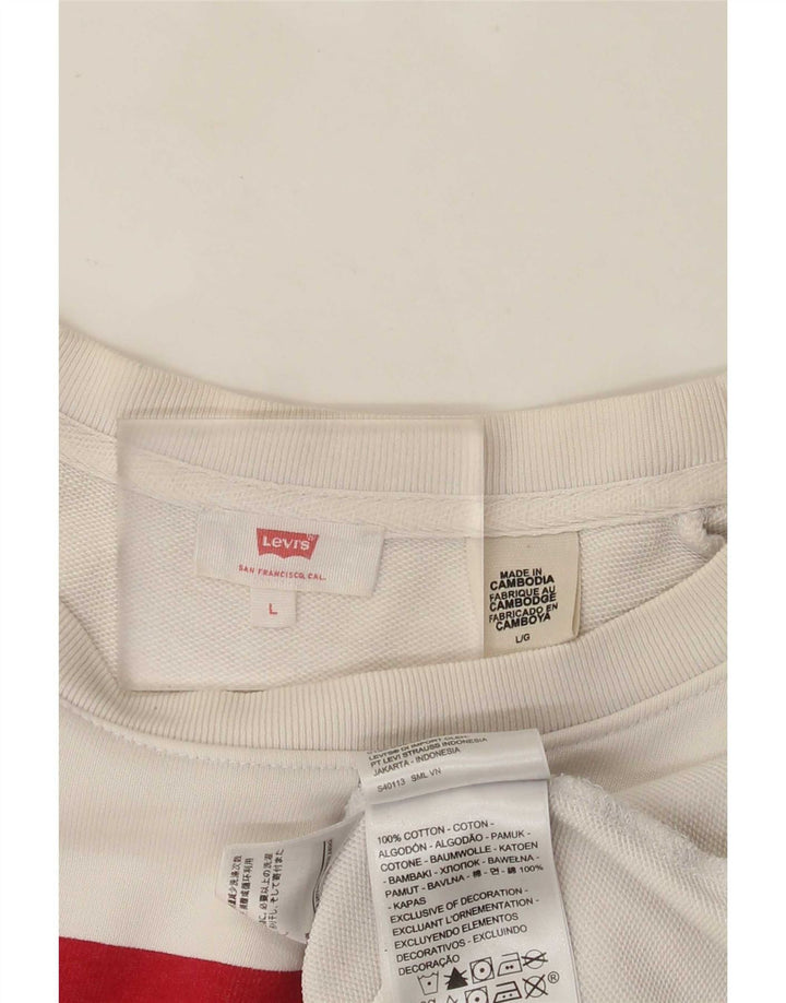Moletom feminino Levi's com estampa oversized, Reino Unido 16, grande, algodão branco