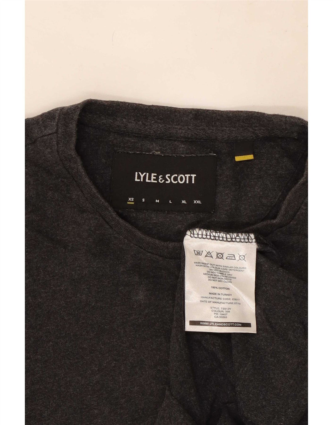 Lyle & Scott Mens Top Manga Longa XS Cinza Algodão