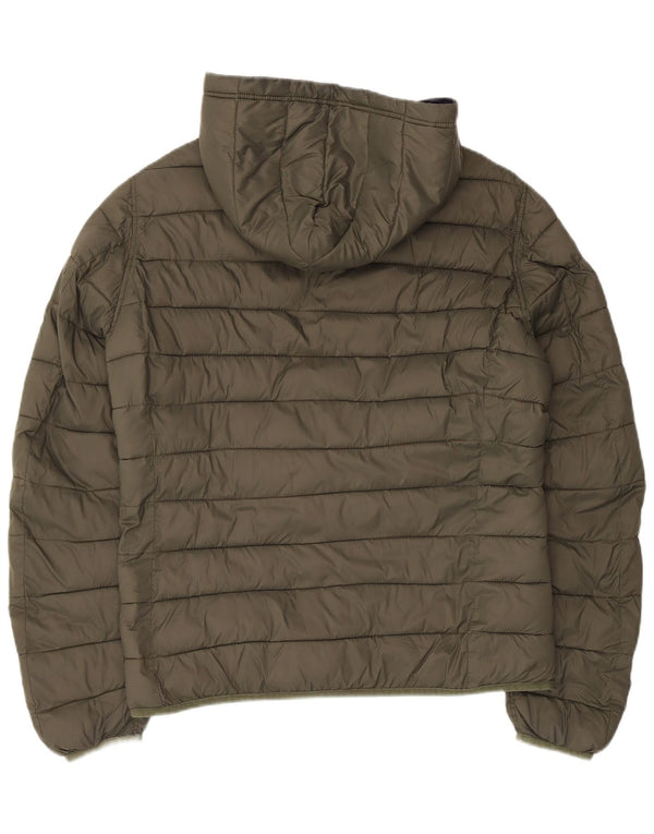 US Polo Assn. Jaqueta acolchoada reversível com capuz masculino UK 38 médio cáqui