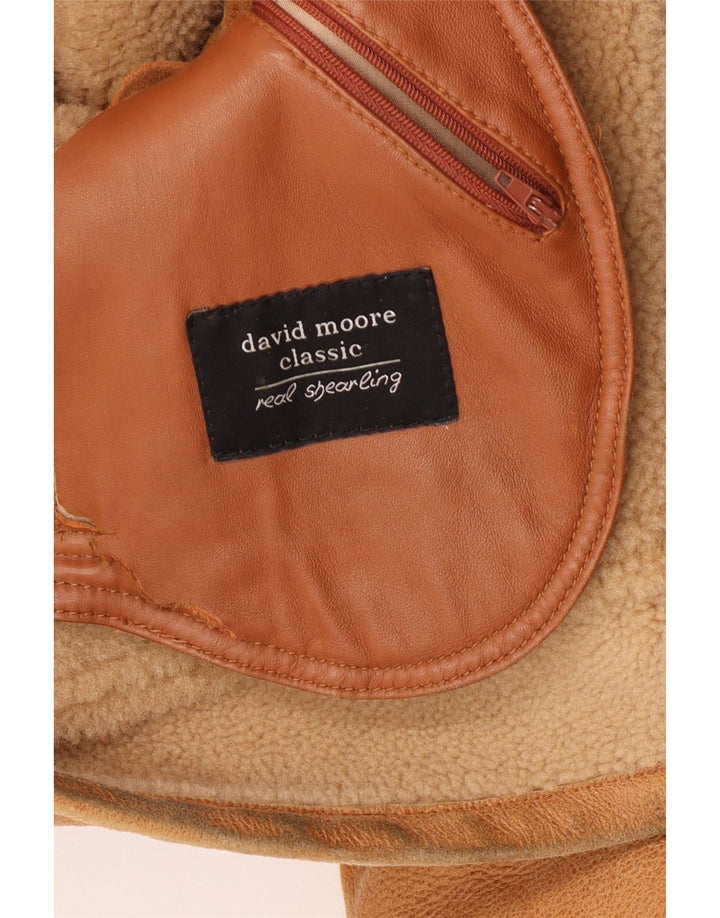 David Moore Jaqueta masculina de shearling UE 50 grande marrom shearling