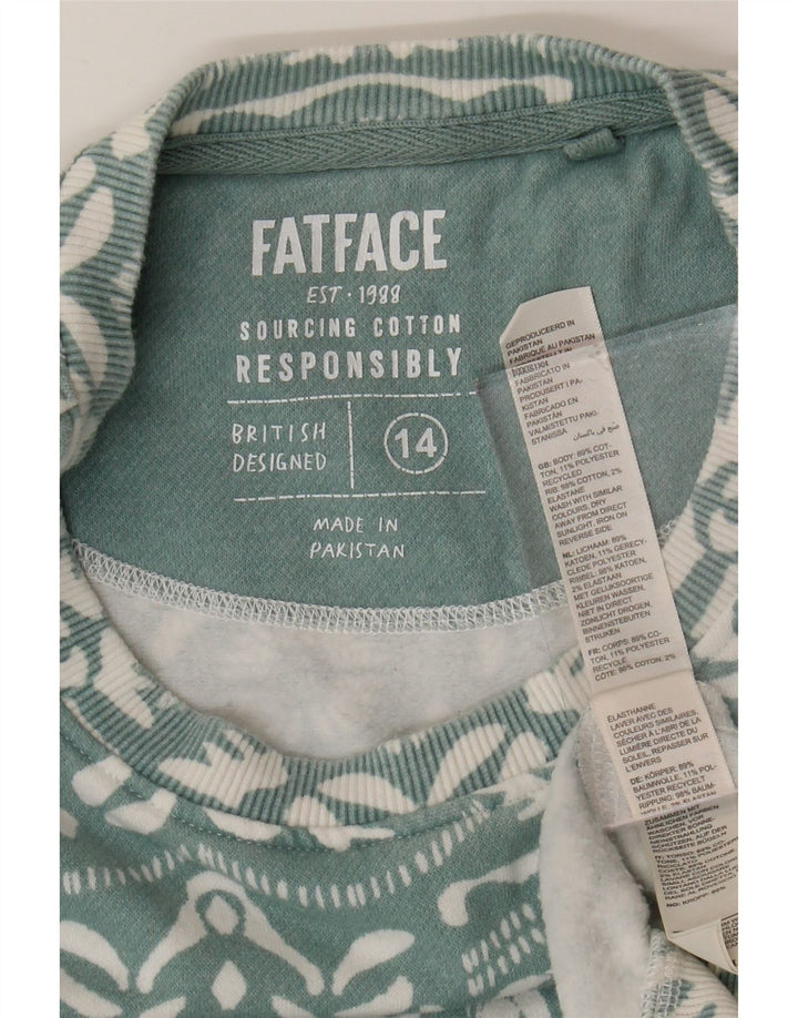 Suéter feminino grande FAT FACE Reino Unido 14 grande azul Paisley