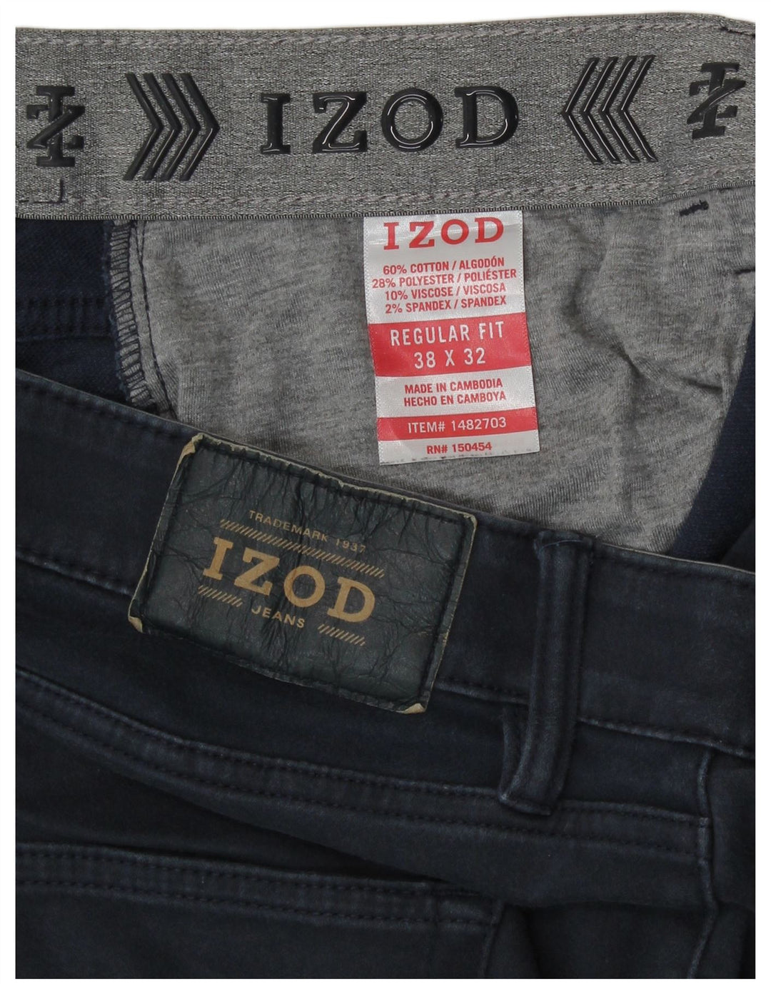 Izod Mens Regular Fit Calça Casual W38 L29 Azul Marinho