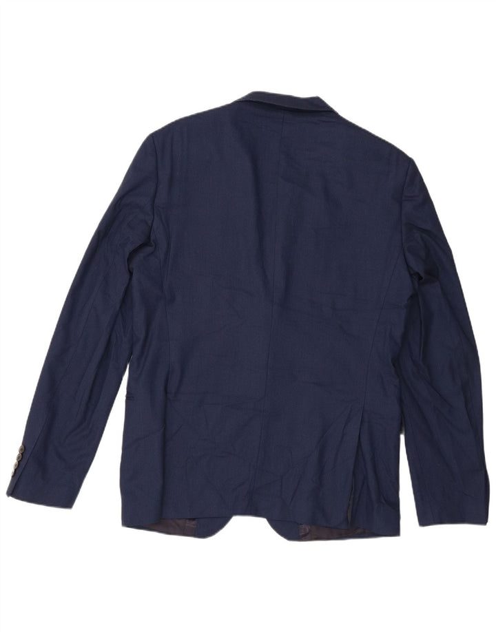 Jaqueta blazer masculina Zara com 2 botões UE 52 grande azul marinho poliéster