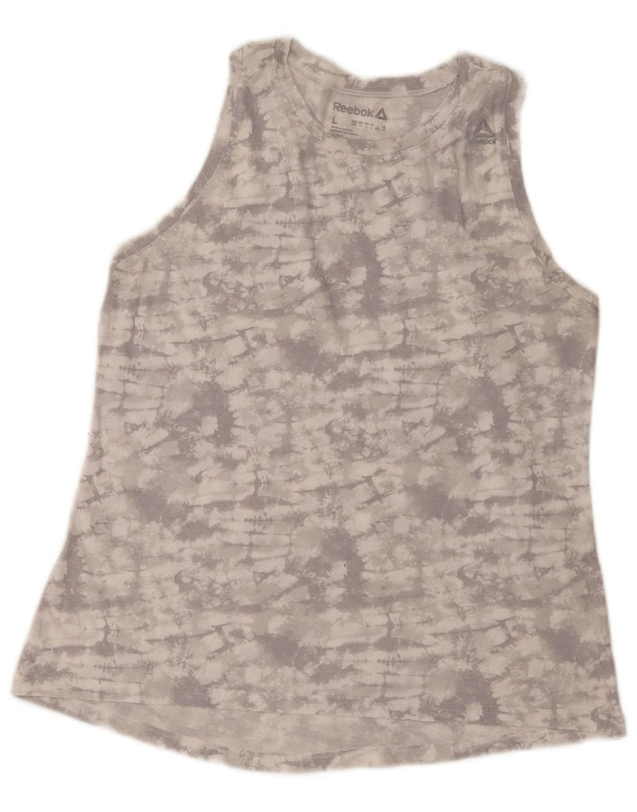 Colete feminino REEBOK UK 14 grande cinza tie-dye