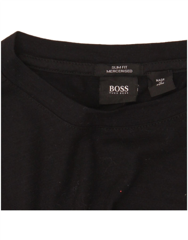 Hugo Boss Masculino Slim Fit Top Manga Longa Médio Preto