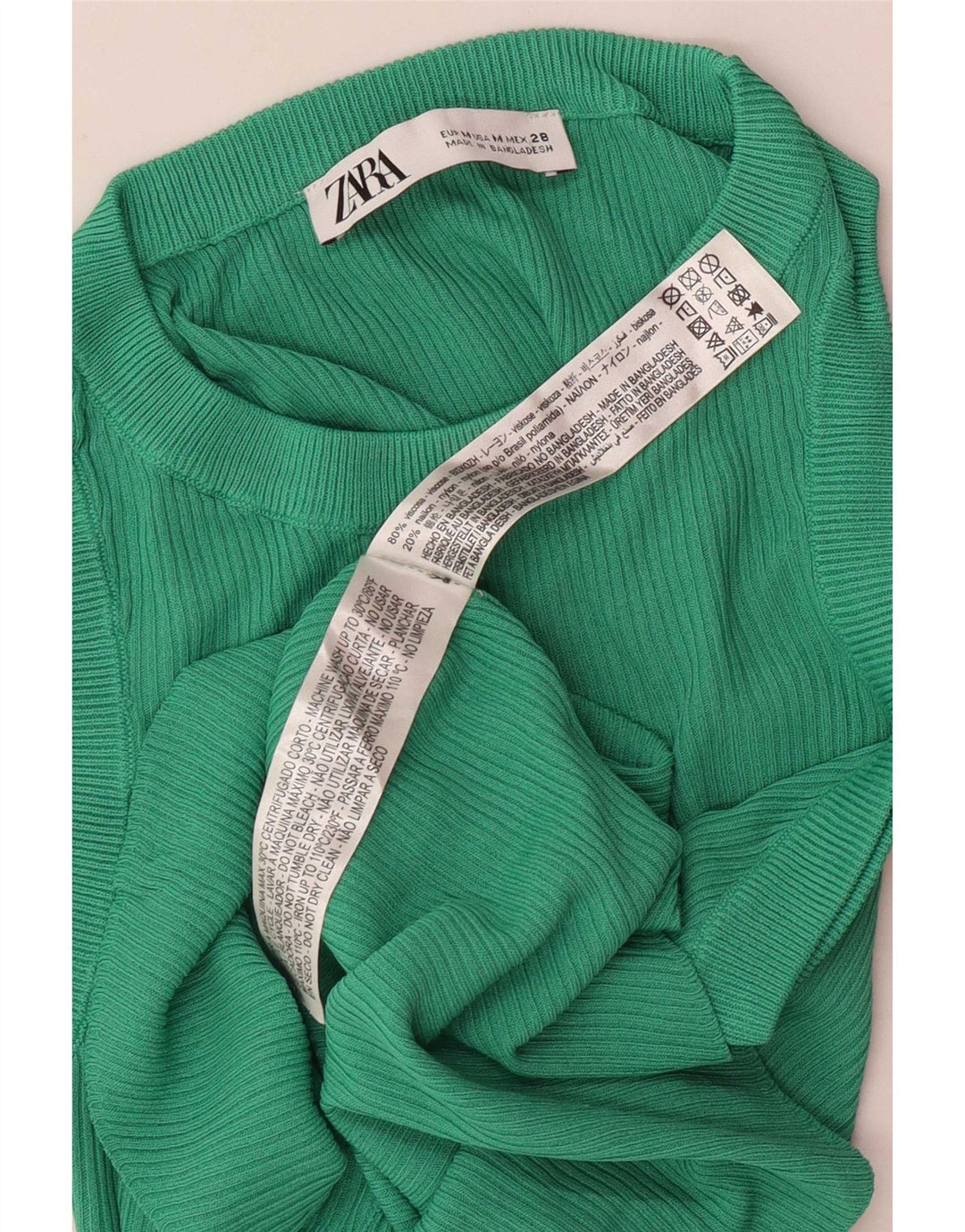 Colete feminino Zara UK 12 viscose verde médio
