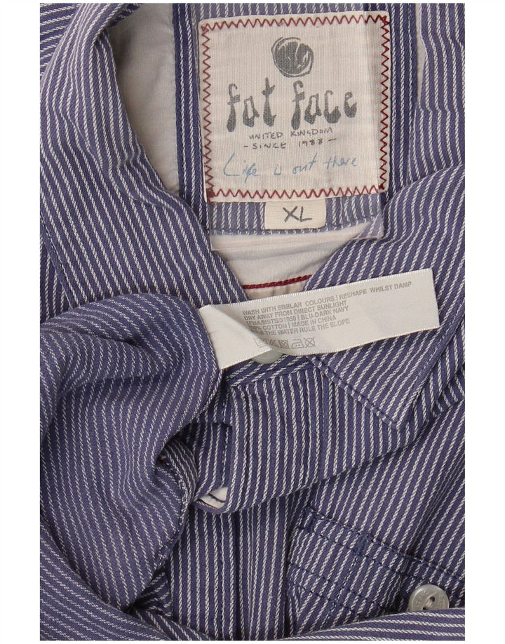 Camisa masculina Fat Face XL algodão risca de giz azul