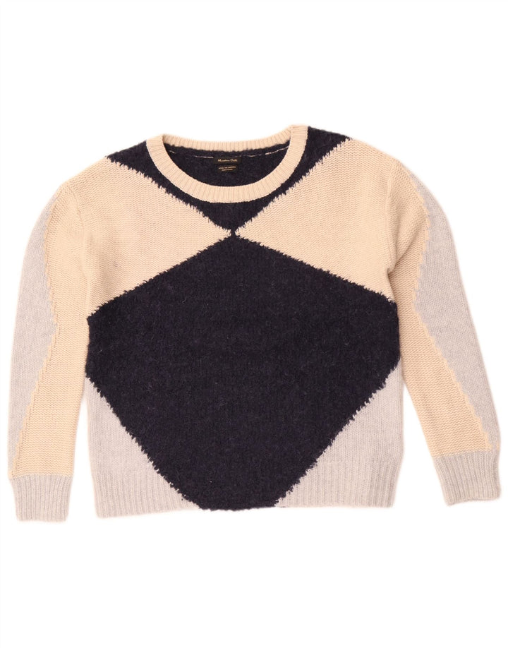 Suéter feminino Massimo Dutti com gola canoa Reino Unido 10 pequeno multicolorido