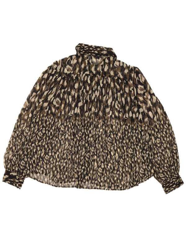 Zara blusa feminina oversized UK 10 pequena estampa animal preta
