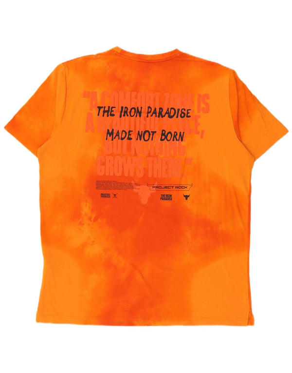 Camiseta gráfica masculina Under Armour Top XL laranja tie-dye algodão