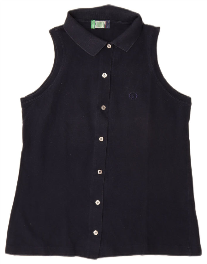 Blusa feminina sem mangas Sergio Tacchini Reino Unido 12 médio azul marinho