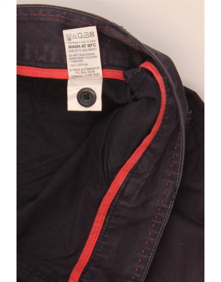 Calça capri feminina Marks & Spencer UK 10 pequena W32 L22 azul marinho