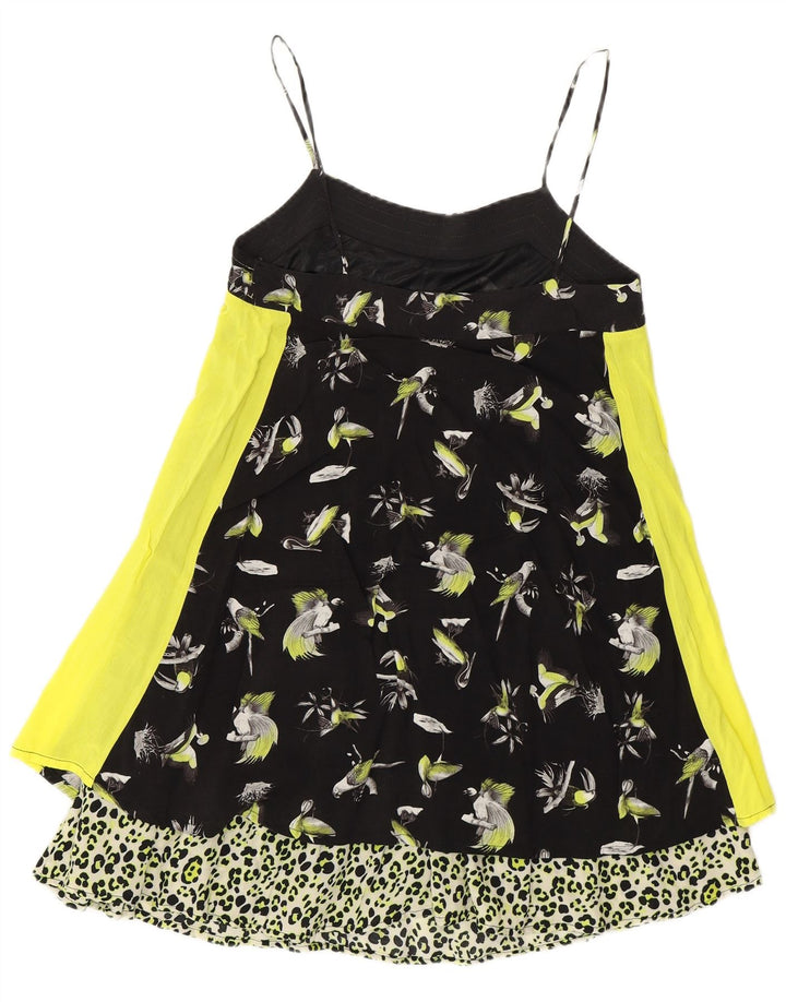 Vestido feminino Zara com estampa abstrata deslizante Reino Unido 8 pequeno multicolorido