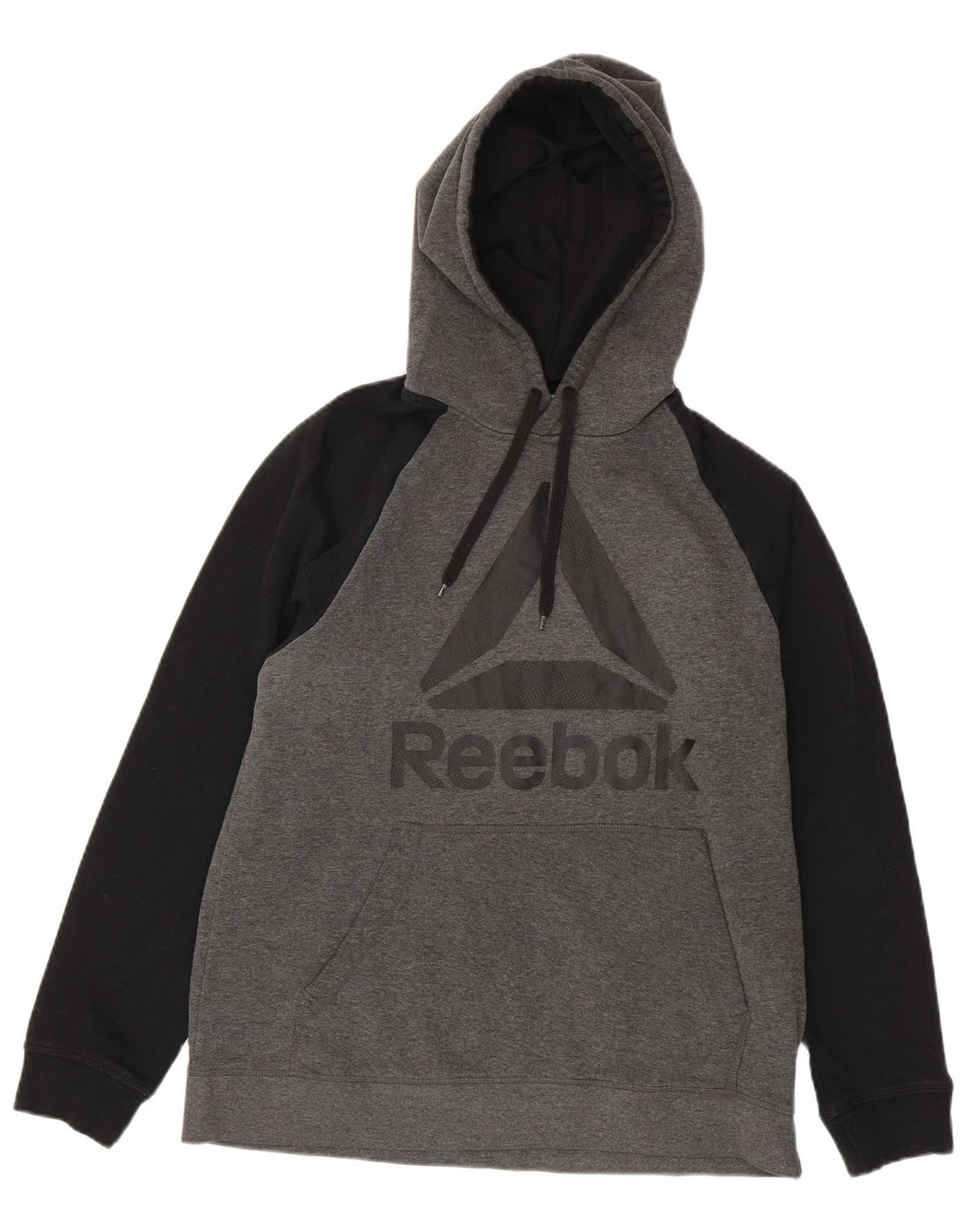 Reebok Mens Graphic Hoodie Jumper Médio Cinza Colorblock Algodão