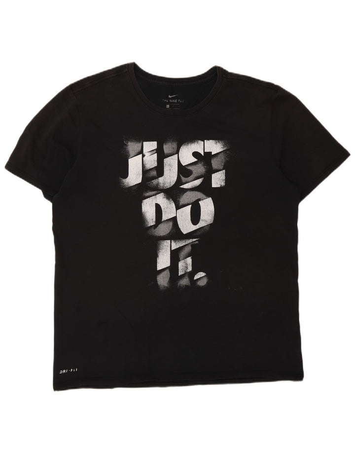 Camiseta masculina NIKE Dri Fit Graphic Top grande de algodão preto