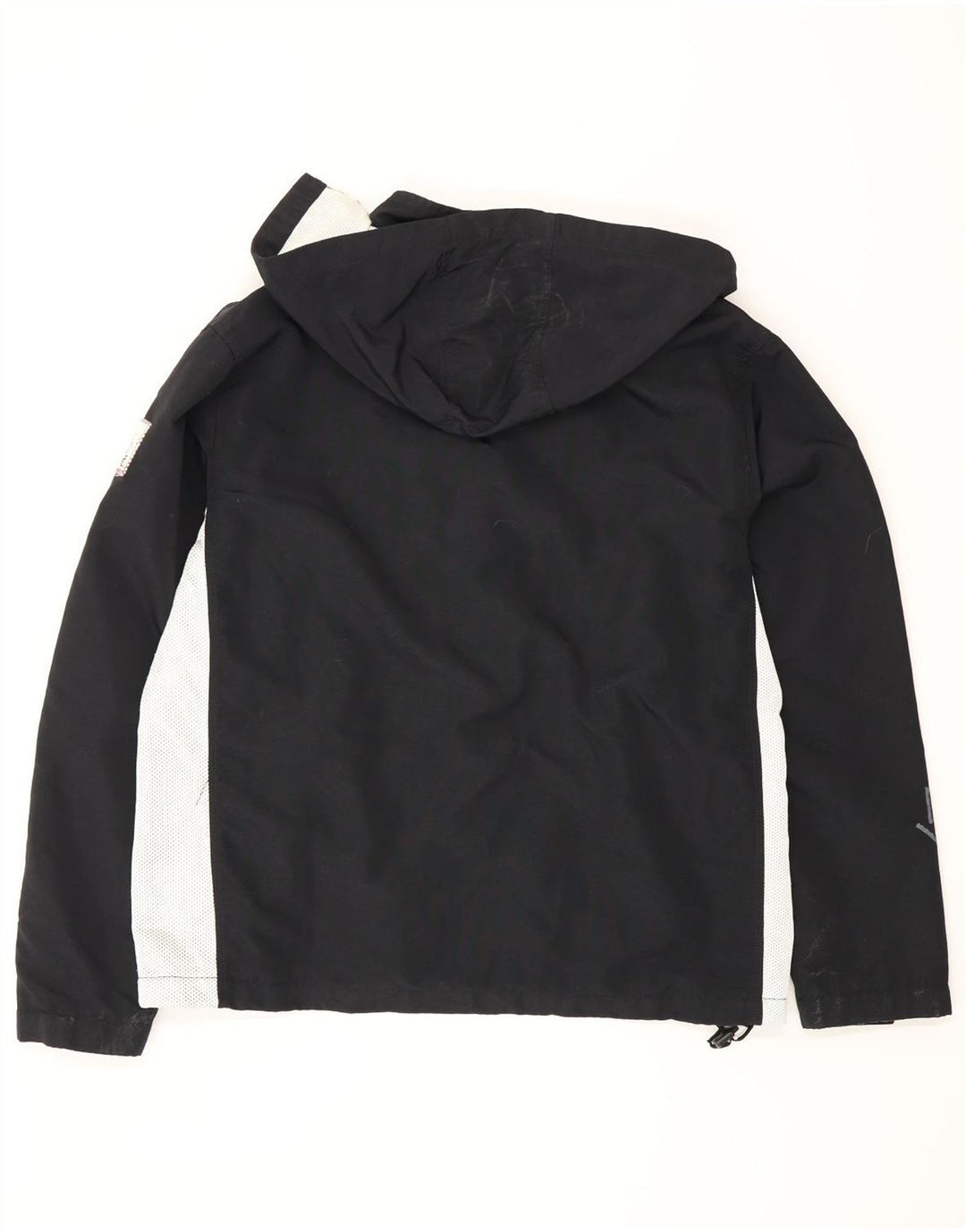 Jaqueta de chuva masculina Murphy & Nye com capuz gráfico Reino Unido 36 pequeno bloco colorido preto