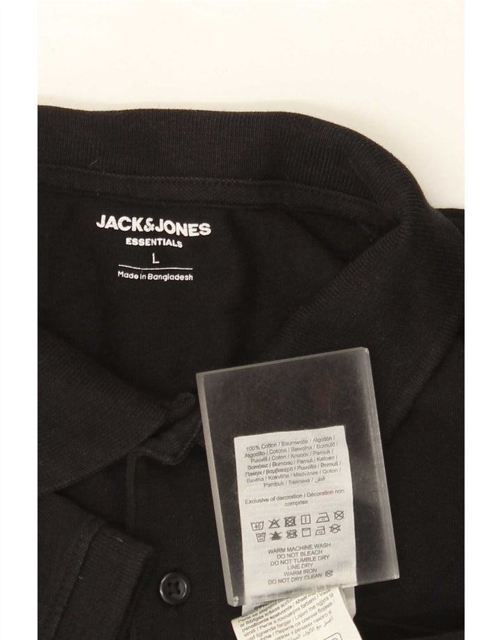 Camisa polo masculina Jack & Jones grande algodão preto