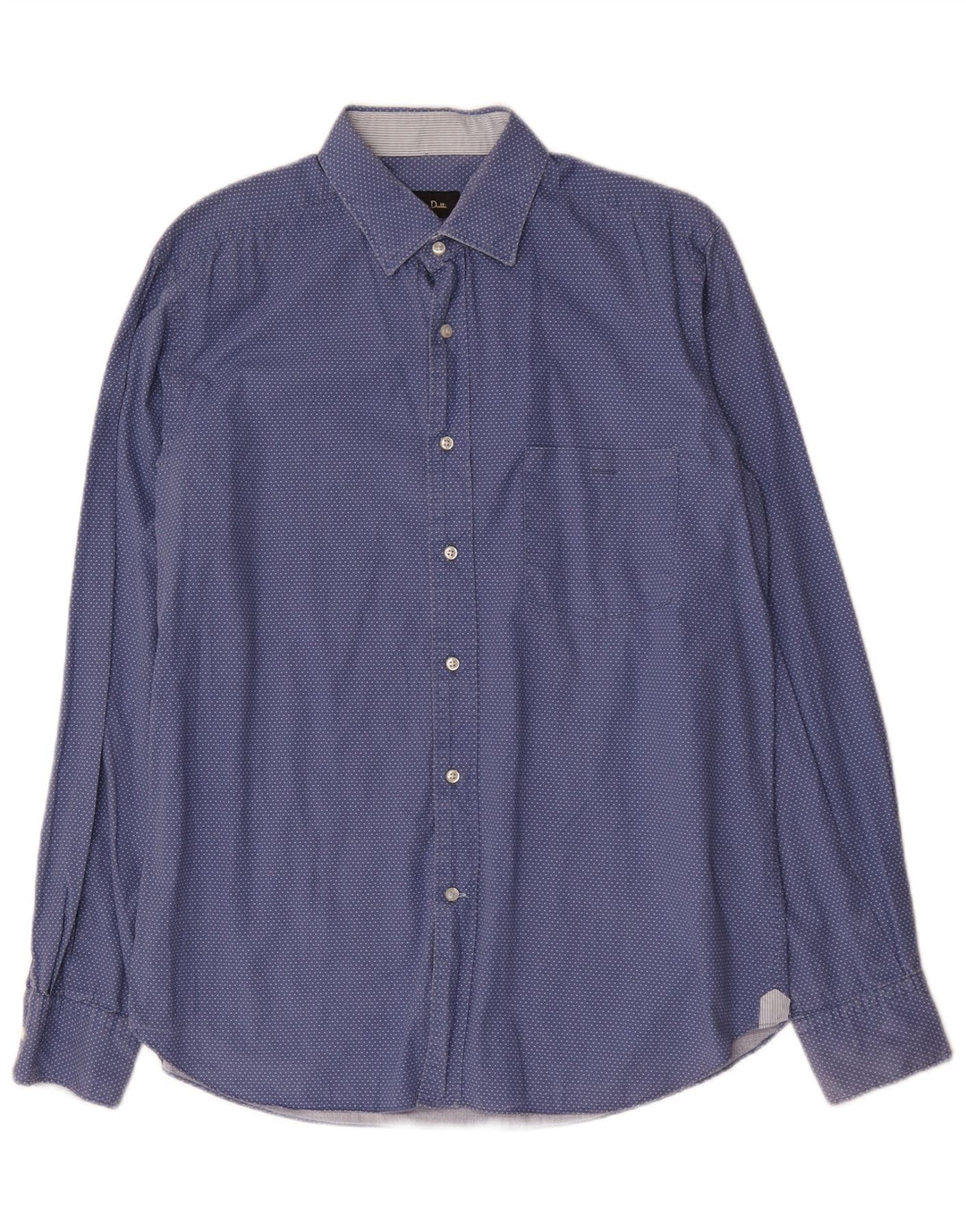 Camisa masculina Massimo Dutti slim fit grande algodão azul com bolinhas