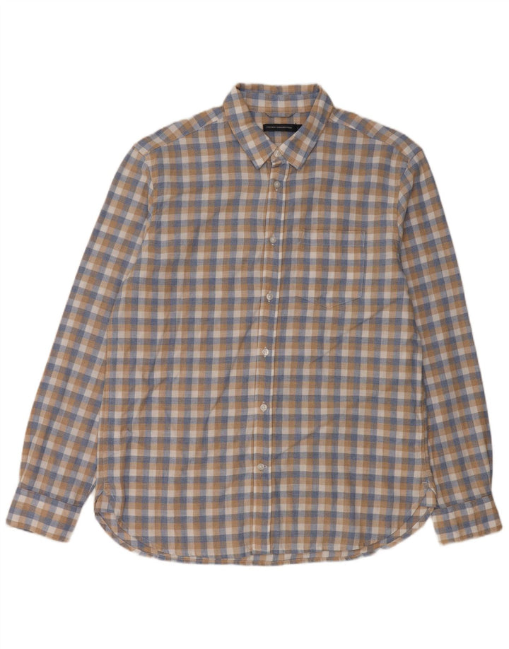 Camisa masculina French Connection grande algodão xadrez multicolorido
