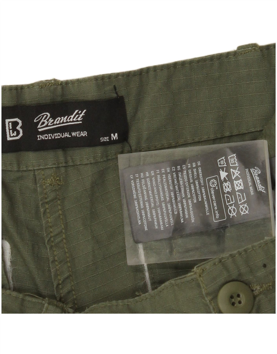 Shorts cargo masculino BRANDIT médio W32 algodão cáqui