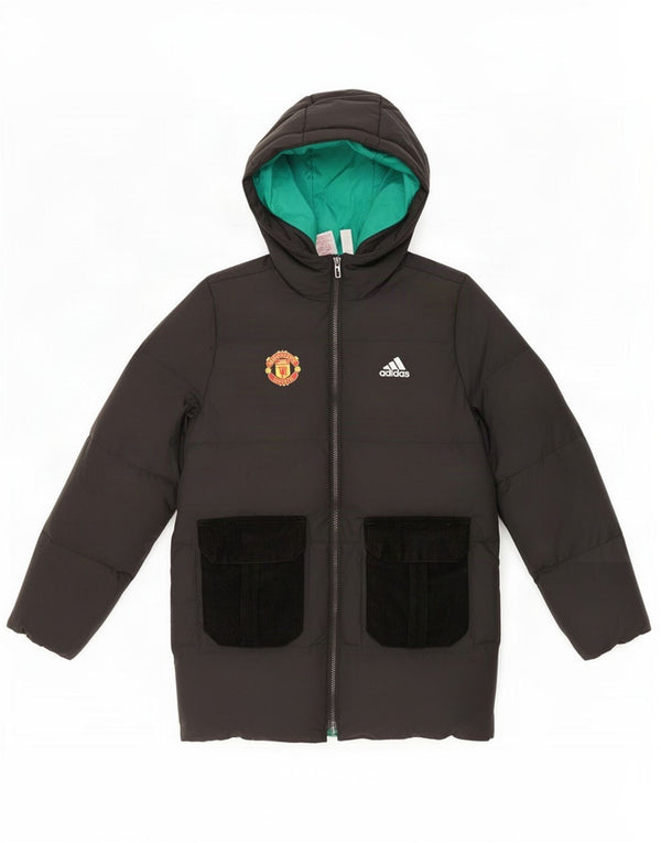 Casaco acolchoado gráfico com capuz Adidas Boys Manchester United 11-12 anos preto