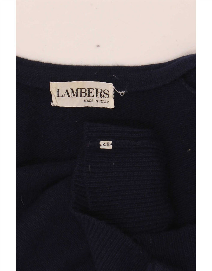 Suéter cardigã feminino Lambers IT 46 grande azul marinho floral