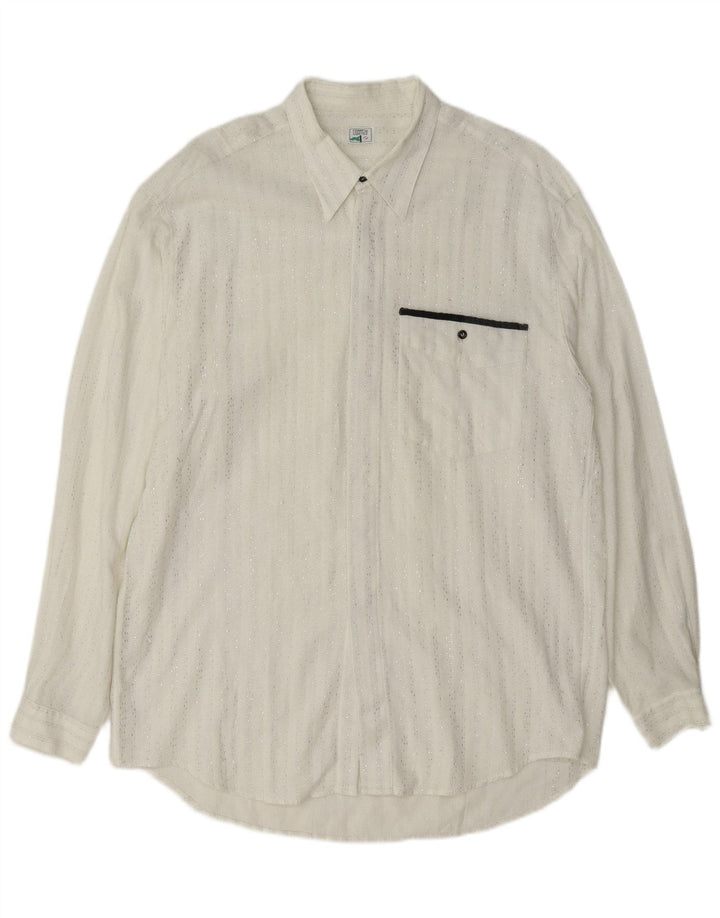 Camisa masculina vintage grande listrada branca