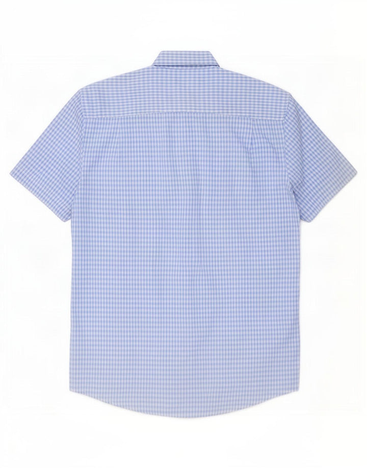 Pierre Cardin Camisa masculina de manga curta regular fit médio azul guingão