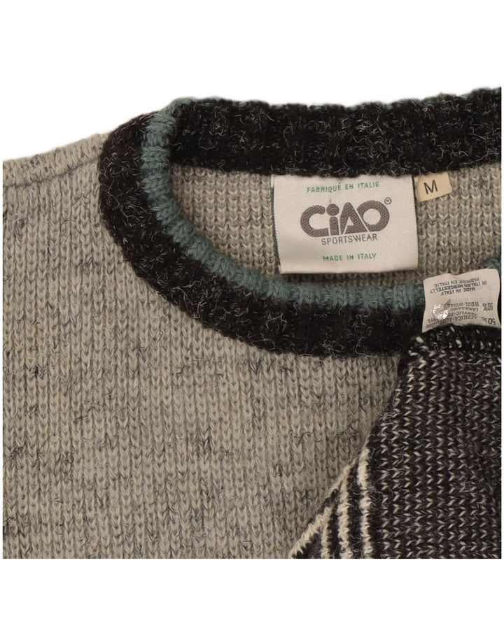 Suéter masculino Ciao com gola redonda e acrílico cinza médio
