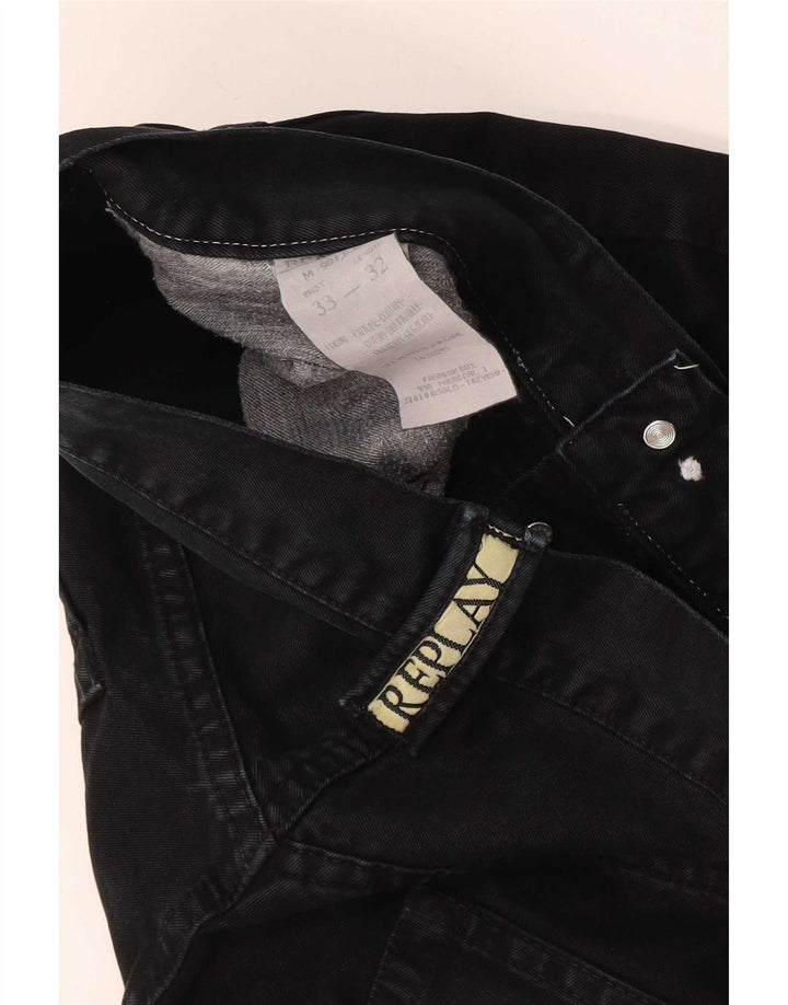 Replay Jeans reto masculino W33 L32 algodão preto