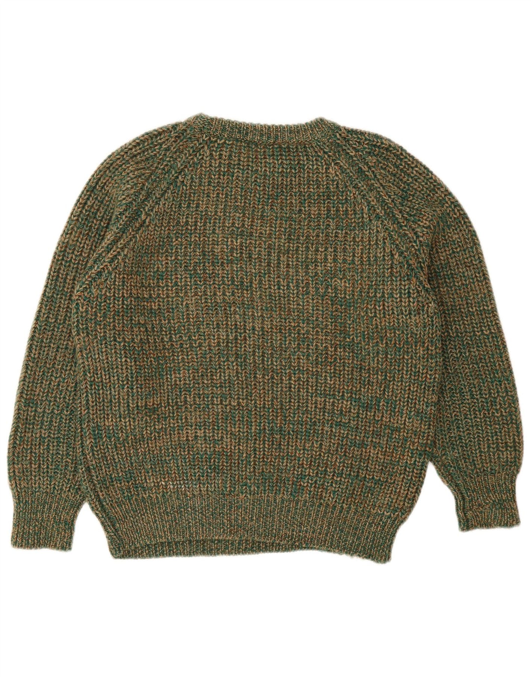 Suéter feminino vintage com gola redonda IT 42 lã manchada verde médio