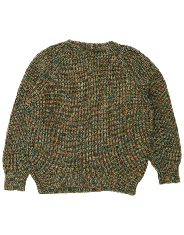 Suéter feminino vintage com gola redonda IT 42 lã manchada verde médio