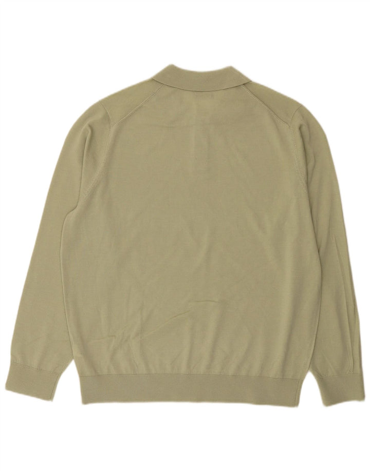 Suéter masculino Massimo Dutti com gola polo e lã verde XL